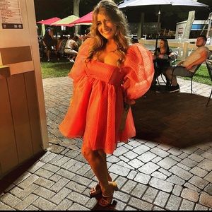 Original SELKIE red gingham puff dress! Worn once for professional photoshoot!